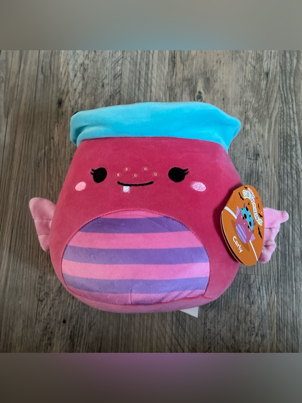 Squishmallows: 8" Carly the Monster Halloween Plush With Blue Hat NWT